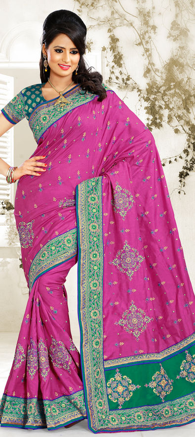 Pink Color Brasoo Silk Light Weight Saree – Kaash