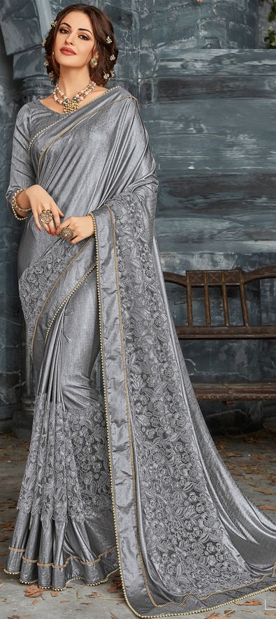 Grey Wedding Saree