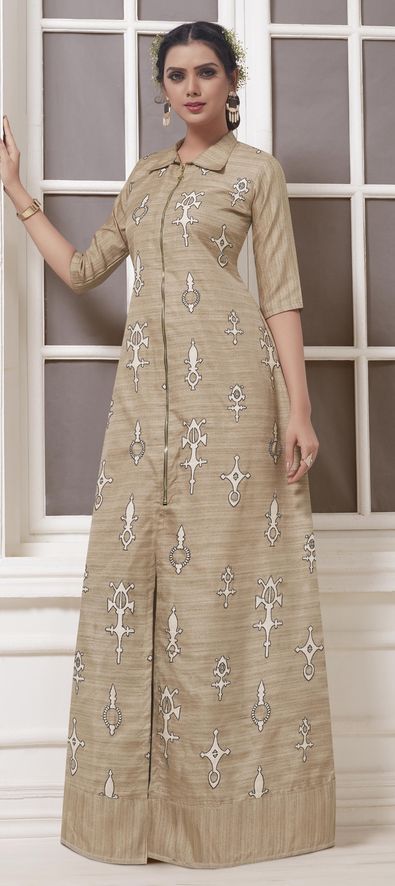 Yellow Cotton Embroidery Work Salwar Suit With Khadi Silk Dupatta – BONYHUB