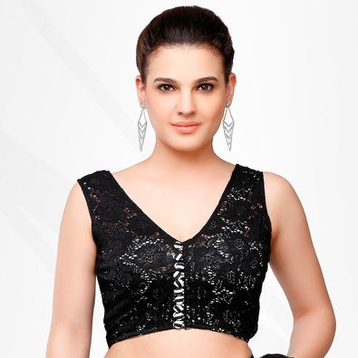 Mesh Lace Detail Backless Crop Top