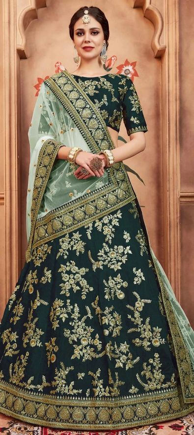Engagement, Mehendi Sangeet, Reception Blue color Raw Silk fabric Lehenga :  1623464