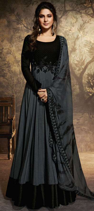 Buy Black Cotton Party Wear Sequins Work Gown Online From Wholesale Salwar.