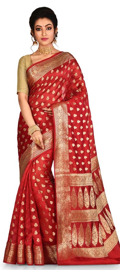 WEDDING SPECIAL RED BRIDAL LATEST BANARASI SILK SAREES BY