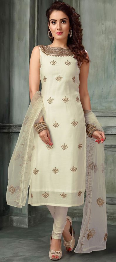 White silk outlet salwar suit