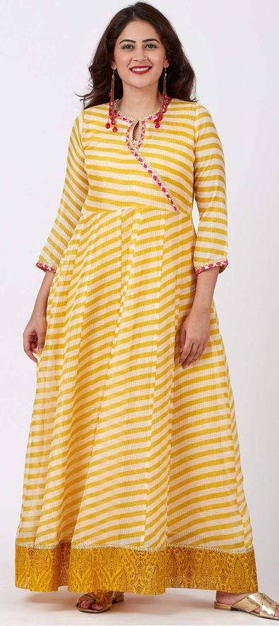 Pink And Yellow Cotton Digital Printed Kurti With White Koti | Latest Kurti  Designs