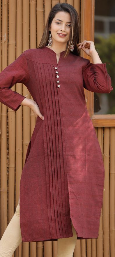 Plain Light Green Ladies Wear Khadi Cotton Button Kurti at Rs 234 in New  Delhi