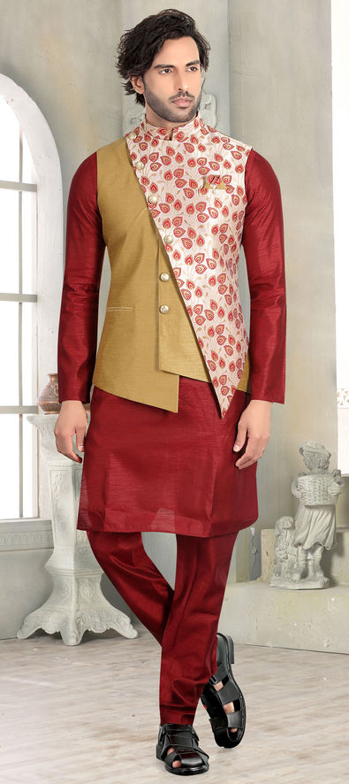 Buy Maroon Exclusive Readymade Kurta Pajama With Jacket | Kurta Pajama