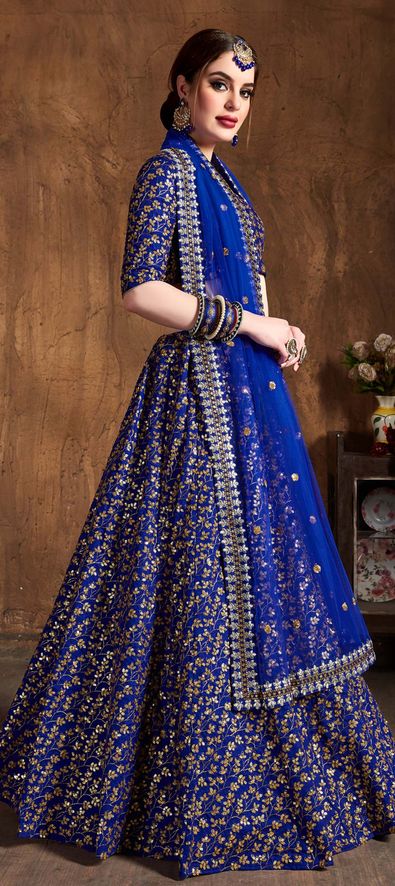 This Bride Went on For a Cinderella Look on Her Engagement by wearing Power Blue  Lehenga | Wedding dresses for girls, Indian bridal dress, Indian bridal  outfits
