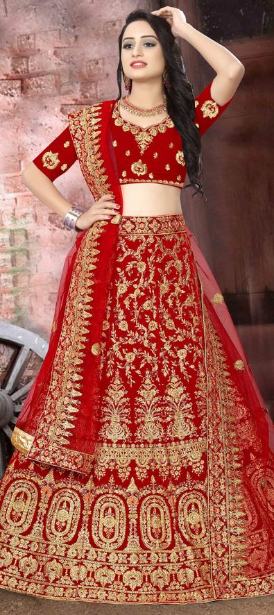 Maroon Color Fancy Heavy Embroidery Bridal Wedding Wear Lehenga Choli  -3032144051 | Heenastyle