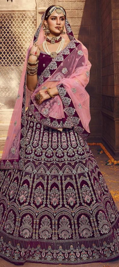 Buy Bridal Lehenga Choli - Royal Multicolor Purple Embroidered Lehenga –  Empress Clothing