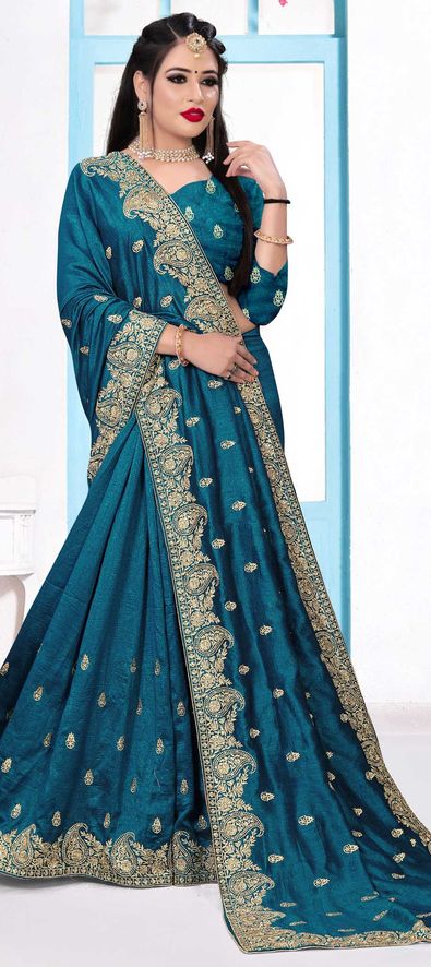 Summer Wear Sky Blue Color Georgette Casual Style Saree | KF8088773