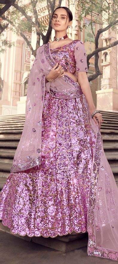 Pink Bridal Indian Wedding Leheng Choli In Silk SFSA385706 –  ShreeFashionWear