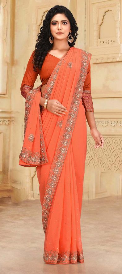 Buy Bronze Orange Designer Saree online-Karagiri – Karagiri Global