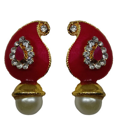 Maroon Color Beautiful Chandbali Antique Kundan Earrings | FashionCrab.com