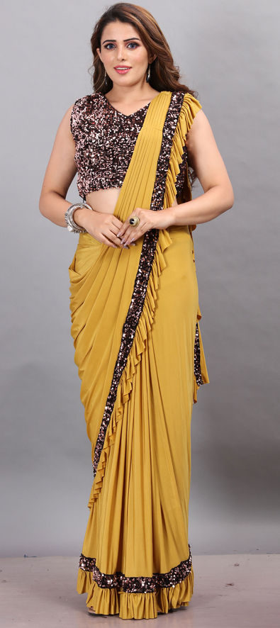 The52 Women's Ready to Wear Lycra Saree With Heavy Embroidery