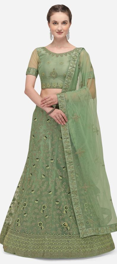 Mehendi Green Partywear Embroidery With Sequence Heavy Faux Georgette  Salwar Suit