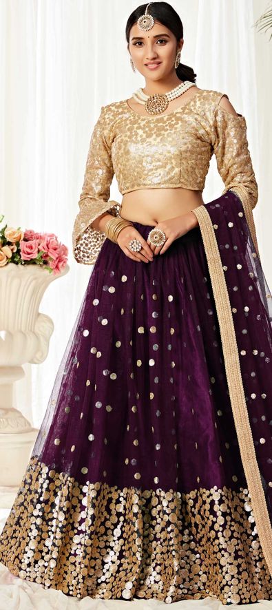 Buy Lavanya The Label Women Green & Purple Ready To Wear Lehenga & Blouse  With Dupatta - Lehenga Choli for Women 19472634 | Myntra