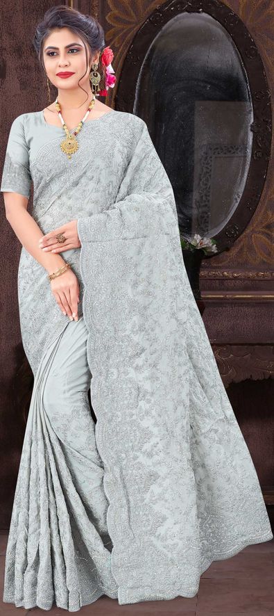 SERONA FABRICS Women's Chiffon Saree With Thread Embroidered Work Saree