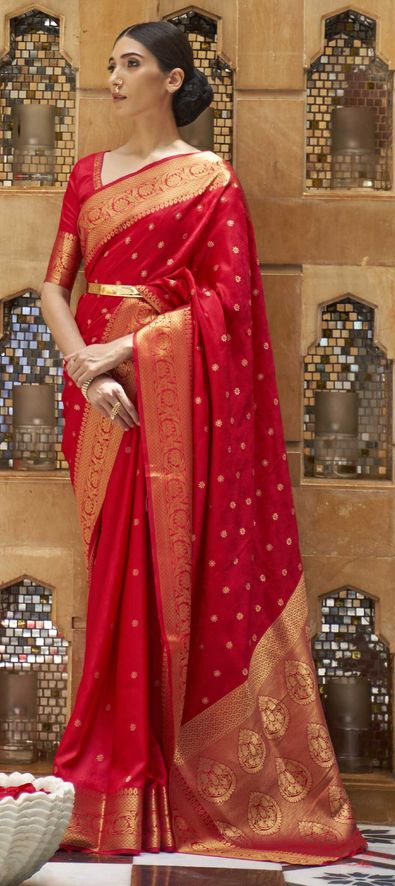 Rust Colour Party Wear Saree in Chiffon Fabric.