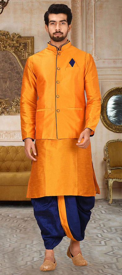 Buy online Khaki Dhoti Kurta Set With Brocade Nehru Jacket from Clothing  for Men by Hangup for ₹1799 at 78% off | 2024 Limeroad.com