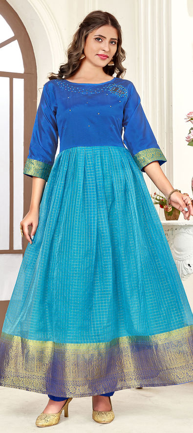 Aqua Floral zari and beads work top with lehenga and dupatta – shining  kanika