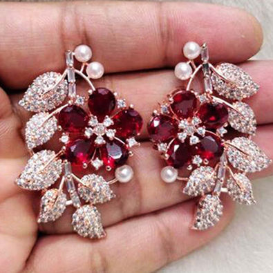 Kundan Stone Earrings With Pearl Drops/indian Earrings/long Polki Earrings/  Maroon Kundan Jhumkas / Indian Jewelry /kundan Jewelry - Etsy