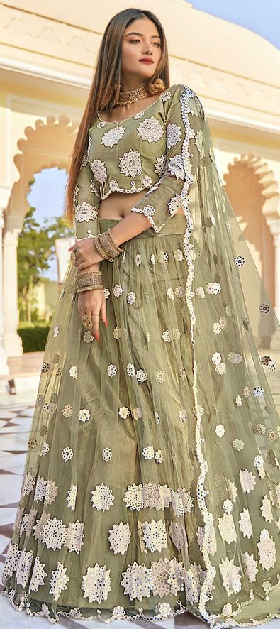 Pastel Green Designer Mermaid Style lehenga WJ100933