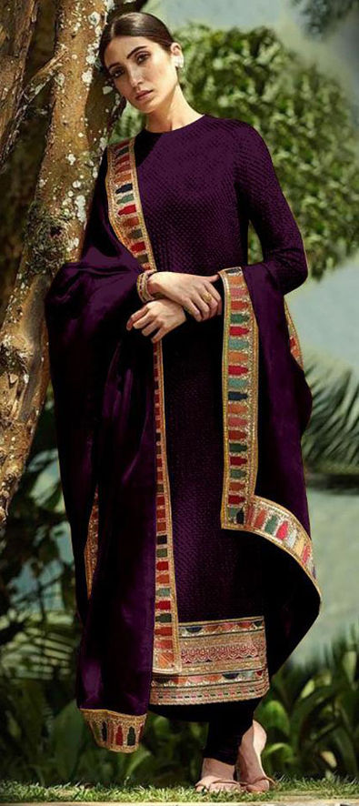 Purple Combination | Combination dresses, Long gown design, Purple contrast  color combinations dress