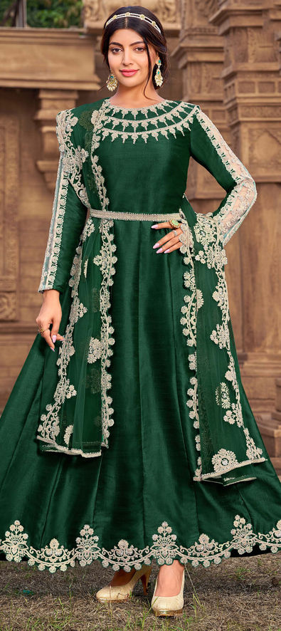 Green colour shop party wear suit