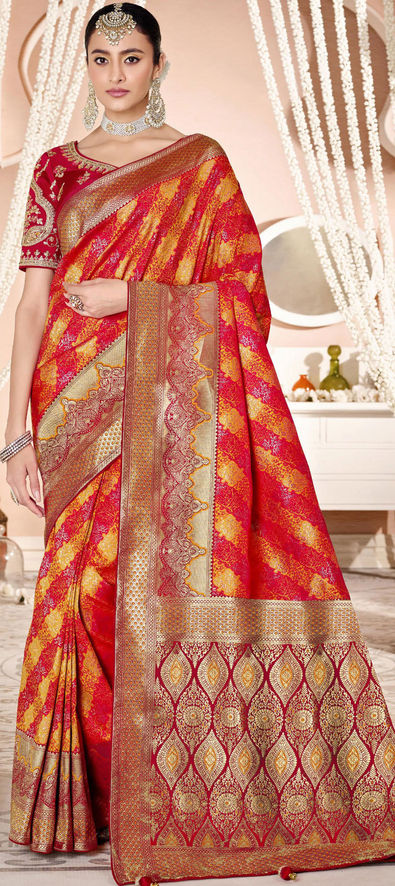 Banarasee Art Silk Self Weave Saree With Zari Work – InduBindu