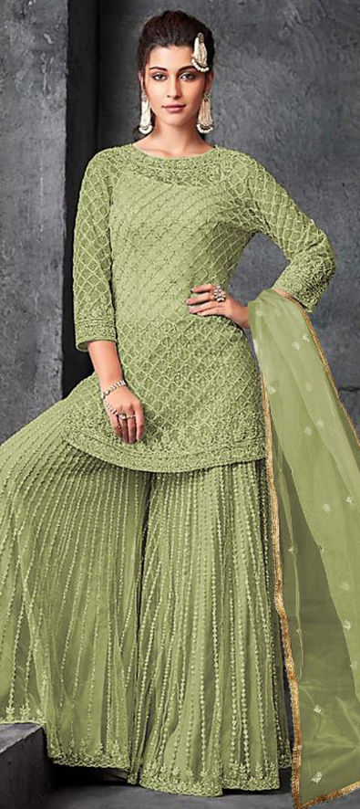 Designer Patiala Suit - Lime green | Cotton Silk Indian Dresses | Chiro's  By Jigyasa