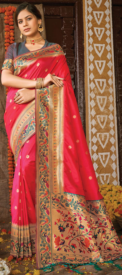 Wedding silk saree red colour sale