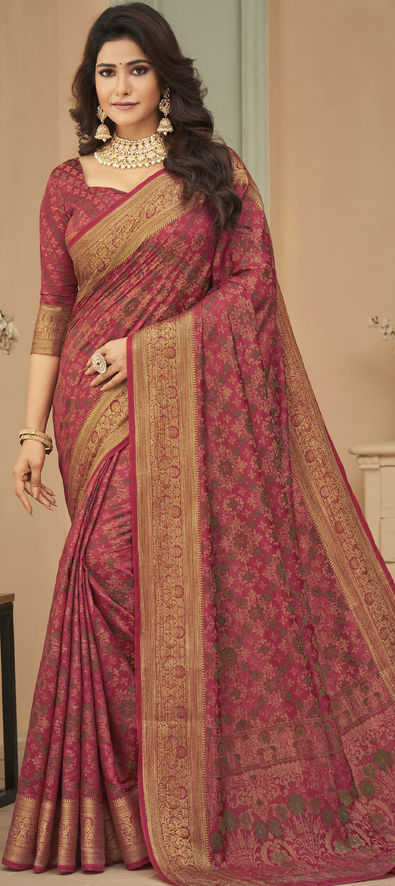 Buy 1ST STITCH FAB Woven, Embellished, Floral Print, Solid/Plain Kanjivaram  Pure Silk, Art Silk Maroon Sarees Online @ Best Price In India |  Flipkart.com