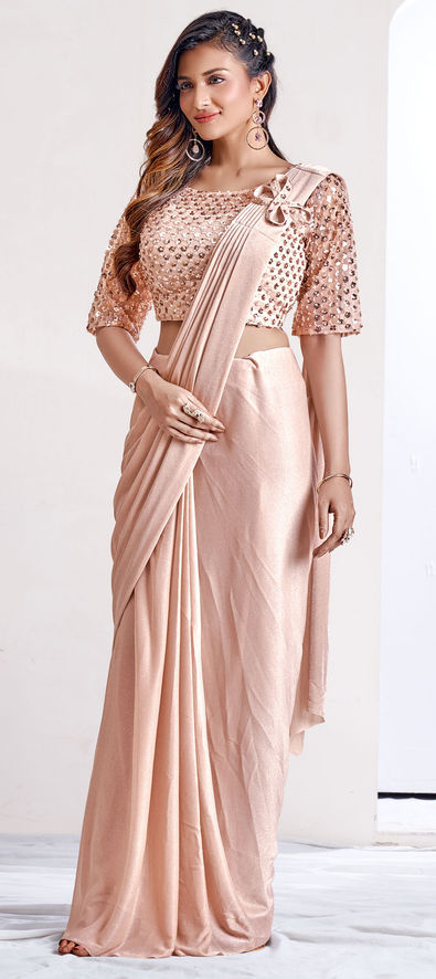 Lycra Party Wear Readymade Saree in Pink and Majenta With Embroidered Work  1780163 
