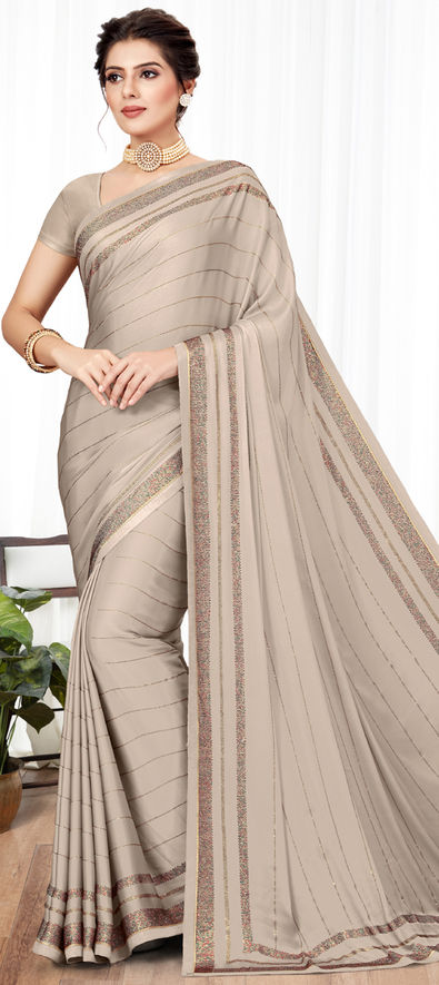 Villagius Woven Zari Border Everyday Cotton Silk Beige Color GULAB_CHI