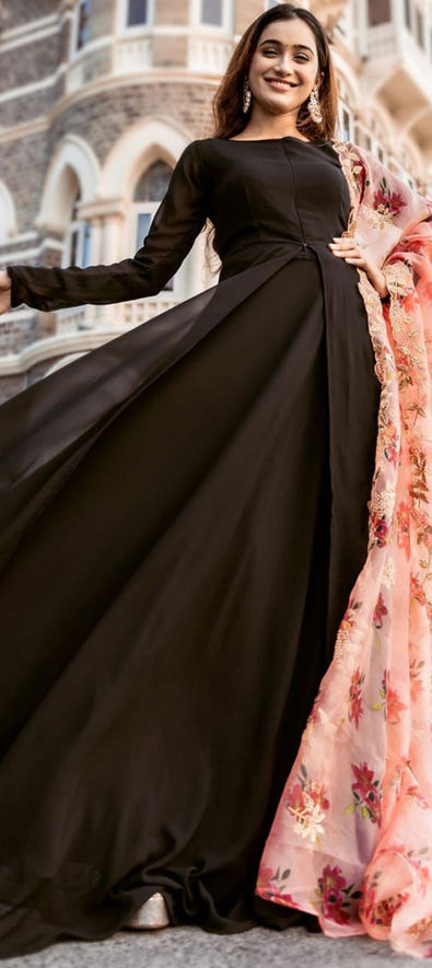 Dark pink Georgette Gown Dress - GWU0050