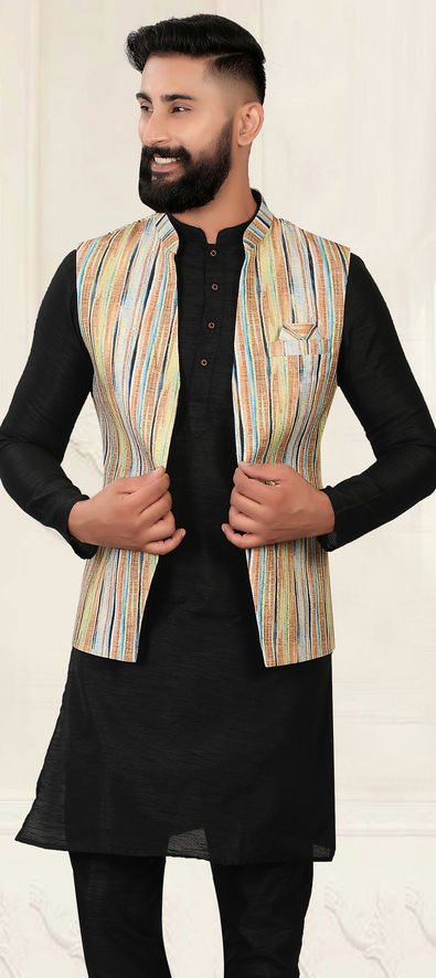 Buy Multi Color Fine Wool Silk Woven Paisley Viraj Geometric Nehru Jacket  For Men by DUSALA Online at Aza Fashions.