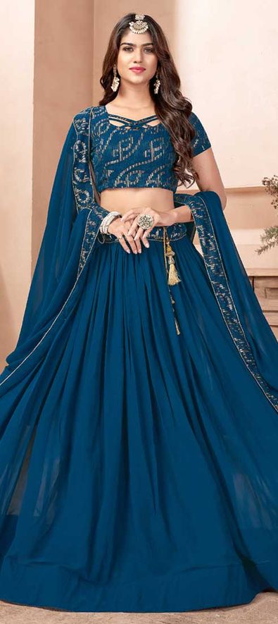 Women's Royal Blue Lehenga (3 Pc Set) - Label Shaurya Sanadhya | Wedding  lehenga designs, Royal blue lehenga, Blue lehenga