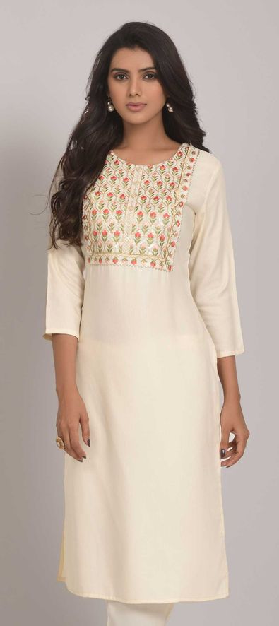 Floral Embroidered with Kalamkari & Kasavu Fusion Kurta - Off-White –  Maybell Womens Fashion