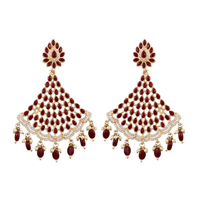 MOONDUST Gold Plated Maroon Wine Red Clover Style Flower Drop Earrings –  Shining Jewel