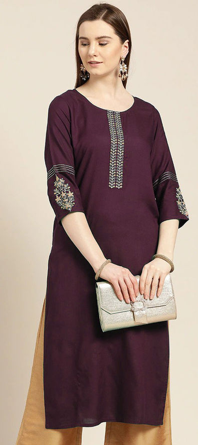 Beautiful Set of Kurti and Bottom in Purple Colour with Hand Work - KSM  PRINTS - 3965463
