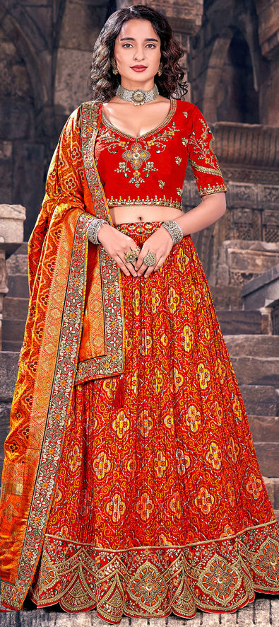 $387 - $645 - Maroon Ceremonial Mukesh Work Lehenga Choli and Maroon  Ceremonial Mukesh Work Chaniya Choli Online Shopping