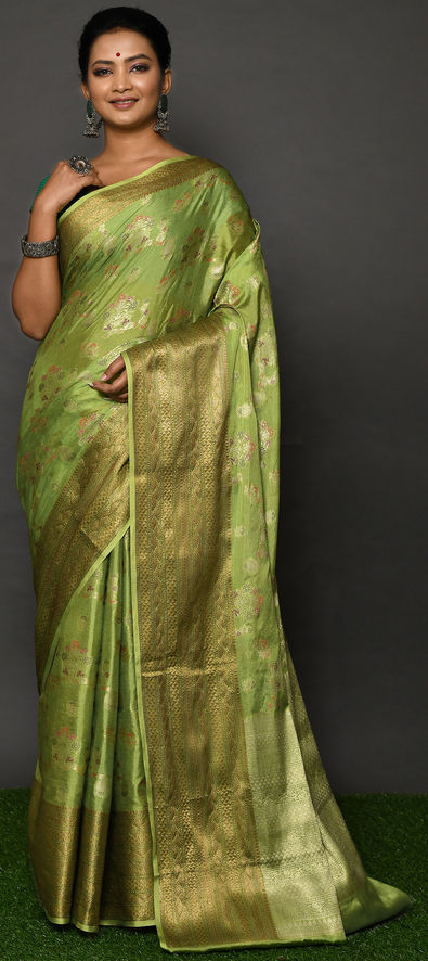 Bridal, Wedding Green color Chiffon fabric Saree : 1866173