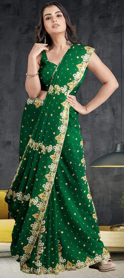 Refreshing Green Paithani Silk Festive Saree – TrendOye