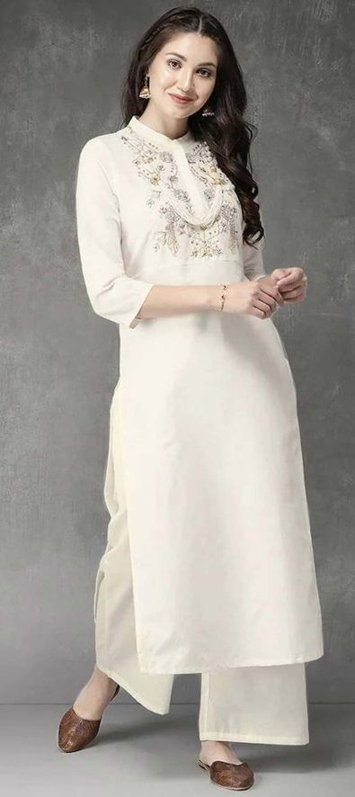 Off white cotton kurti set with dupatta - G3-WPS02884 | G3fashion.com
