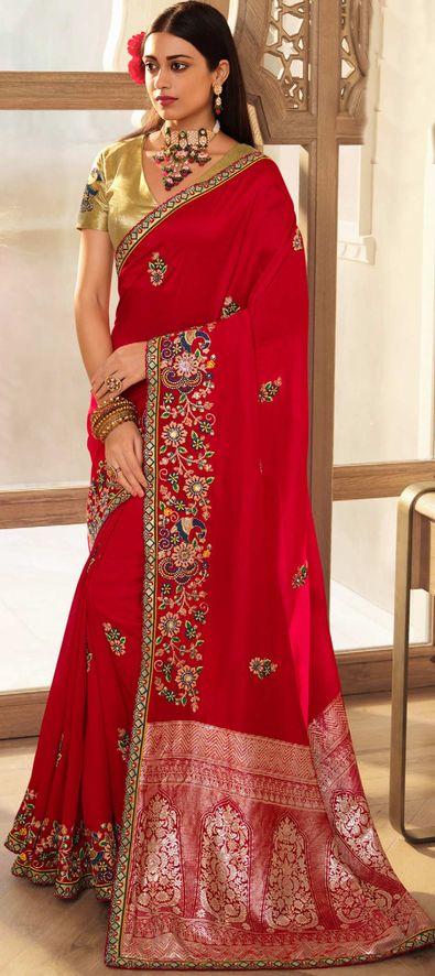 Latest Traditional Pakistani Wedding Maroon Red Saree Dress – Nameera by  Farooq