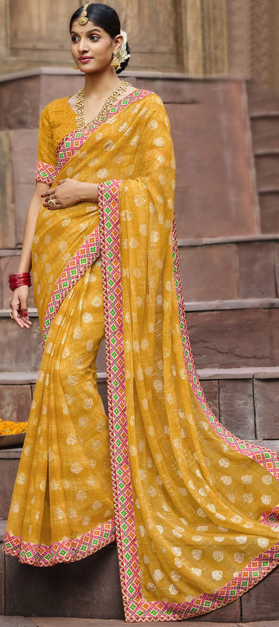 Mustard yellow - Pure soft satin silk saree Designer saree, party wear –  shakthistyles