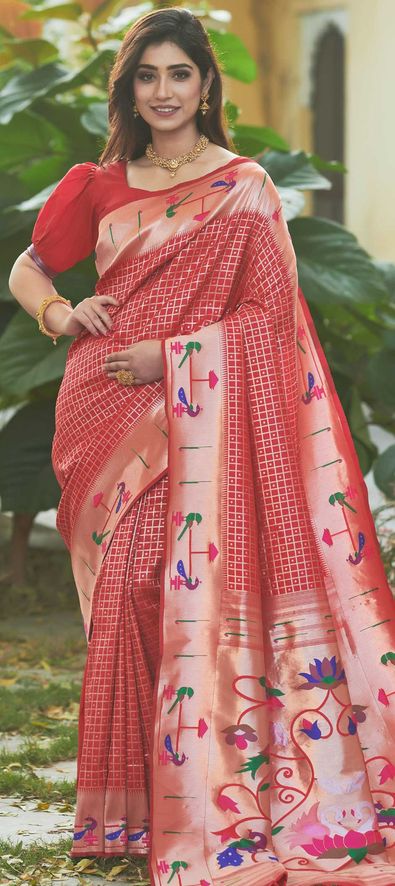 Banarasi saree : Maroon jacquard weaving banarasi saree for ...