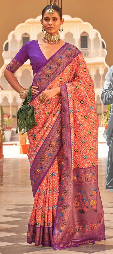 Purple Banarasi Silk Contemporary Style Saree