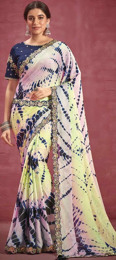 Multi Color Sarees - Buy Latest Multi Color Designer Saree Online